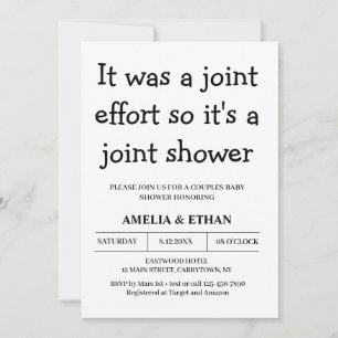 Funny Couples zwart-wit Baby shower Kaart