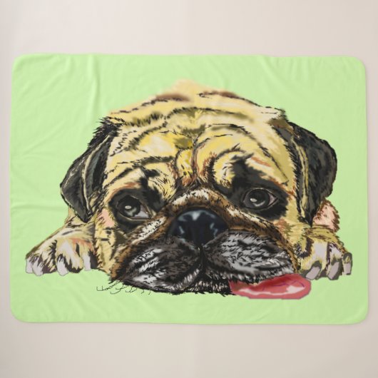 Funny couverture Sherpa avec chien Carlin - Votre (Devant (Horizontal))