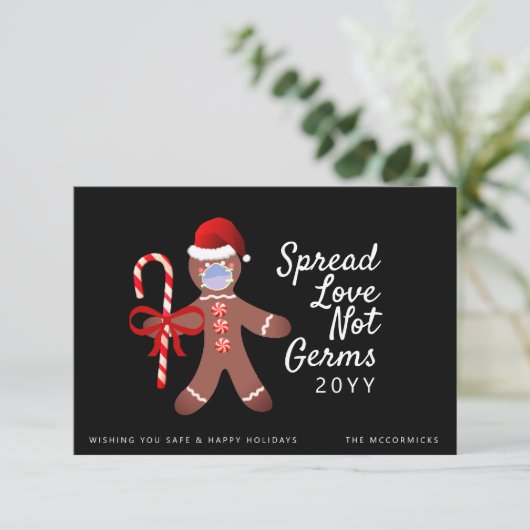 Funny Covid Kerstmis Gingerbrood Man Greeting (Staand voorkant)