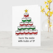 Funny Covid-kersttoiletpapier Kaart (Gele Bloem)