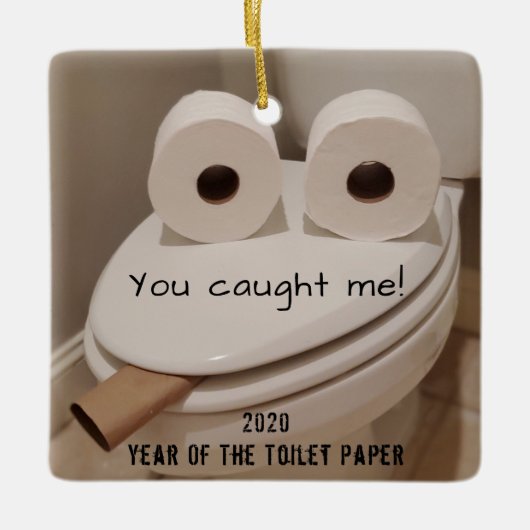 Funny Covid-kersttoiletpapier Keramisch Ornament (Voorkant)