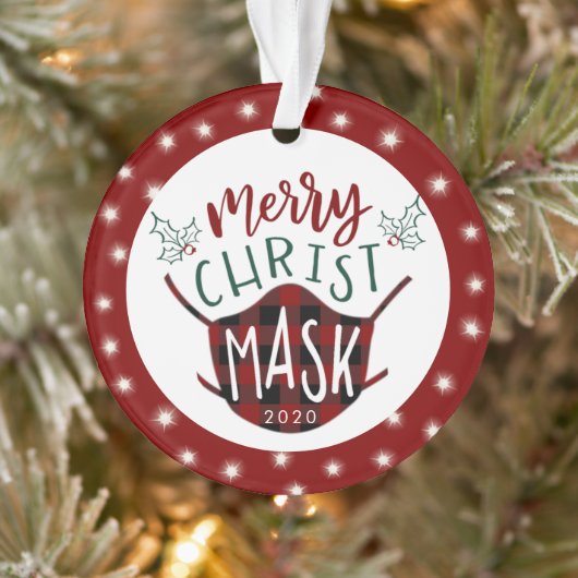 Funny COVID MERRY ChristMASK Fairy Lights Photo (Arbre)