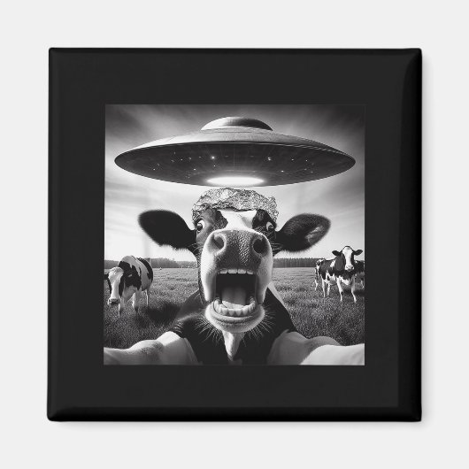 Funny Cow Abduction By Ufo Selfie - Hilarious Alie Magneet (Voorkant)