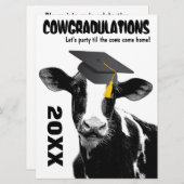 Funny Cow Afstuderen gefeliciteerd Kaart (Voorkant / Achterkant)