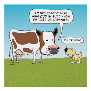 Funny Cow and Dog Poster Perfect Poster