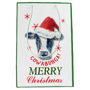 Funny Cow Cowabunga met Kerstmis Medium Cadeauzakje