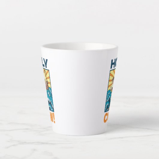 Funny Cow Holy Cow! Visual Pun Animal Cartoon Latte Mok (Voorkant)