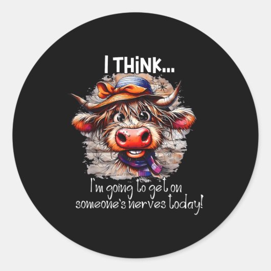 Funny Cow I Think I'm Gonna Get On Someone's Nerve Ronde Sticker (Voorkant)