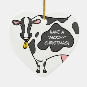 Funny Cow-kerstversiering Keramisch Ornament