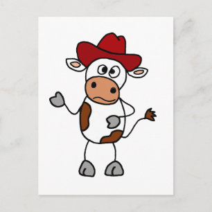 Funny Cow met rood cowboy Pet Briefkaart