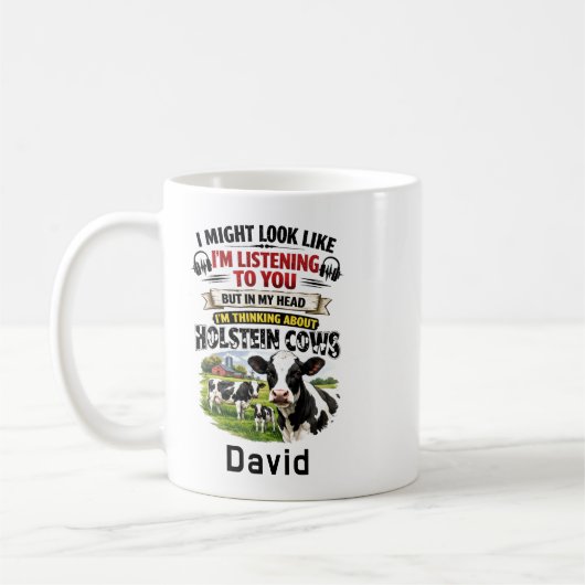 Funny Cow Mug – Thinking About Holstein Cows (Gauche)