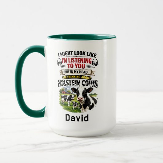 Funny Cow Mug – Thinking About Holstein Cows (Gauche)