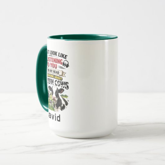Funny Cow Mug – Thinking About Holstein Cows (Devant gauche)