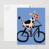 Funny Cow Riding Bicycle Art Briefkaart (Voorkant / Achterkant)