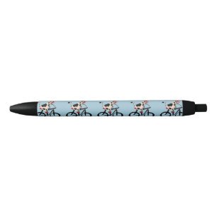 Funny Cow Riding Bicycle Art Zwarte Inkt Pen