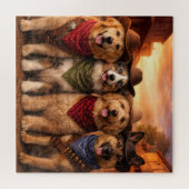 Funny Cowboy Dogs Puzzle | Wild West Dog Art (Horizontal)