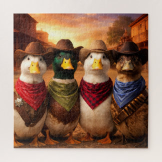 Funny Cowboy Duck Puzzle | Western Duck Art