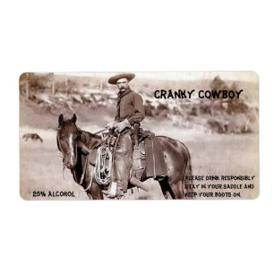 Funny, , Cowboy, Eigen Wijnlabel Etiket