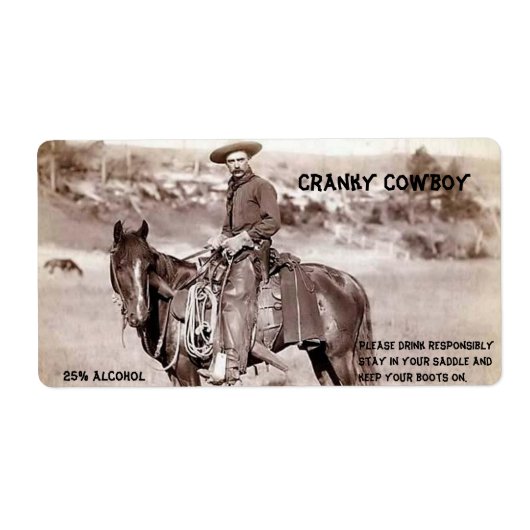 Funny, , Cowboy, Eigen Wijnlabel Etiket (Voorkant)