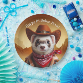 Funny Cowboy Ferret Westerne Stijl Verjaardag Papieren Bordje