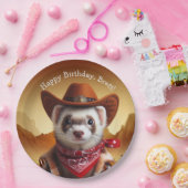 Funny Cowboy Ferret Westerne Stijl Verjaardag Papieren Bordje (Feest)