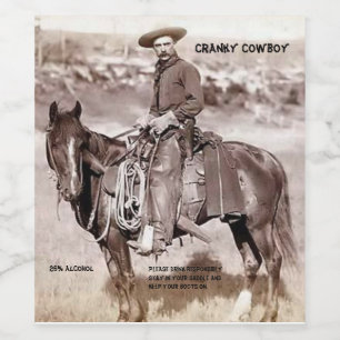 Funny Cowboy op het etiket van paardenwijn