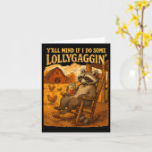 Funny Cowboy Raccoon, Y'all Mind If I Do Some Loll Kaart (Gele Bloem)