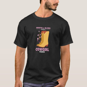 Funny Cowgirl Boots Bling Cute Flower Country T-shirt