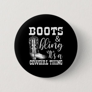 Funny Cowgirl Boots Bling Women Gift Cute Love Cou Ronde Button 5,7 Cm