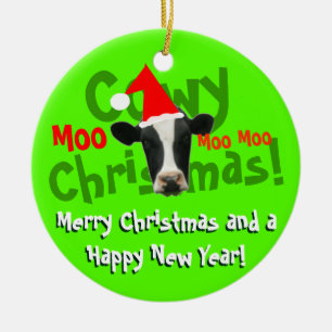 Funny Cowy-kerstkerstmankoe Keramisch Ornament