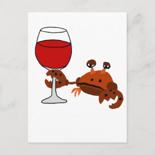 Funny Crab Drink wijnkunst Briefkaart