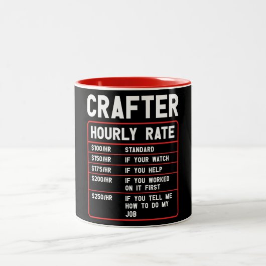 Funny Crafter Hourly Rate Two-Tone Coffee Mok (Center)