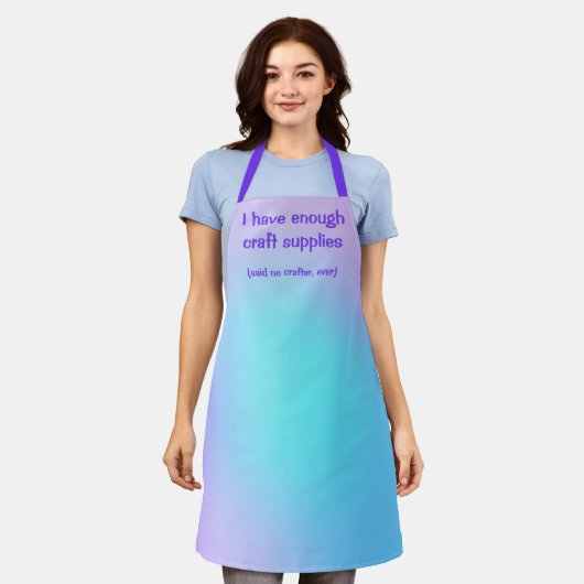 Funny Crafter Paars en Blauwgroen gradiënt Schort (Gedragen)