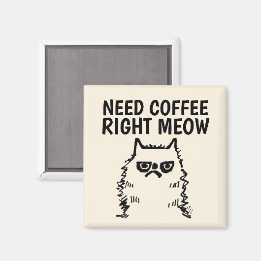 Funny Cranky Cat Magnets, heeft koffie nodig met d Magneet (Voorkant / Achterkant)