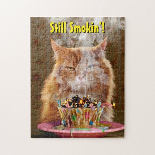 Funny Cranky Cat with Melthday Cupcake Legpuzzel (Verticaal)