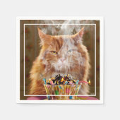 Funny Cranky Cat with Melthday Cupcake Servet (Voorkant)