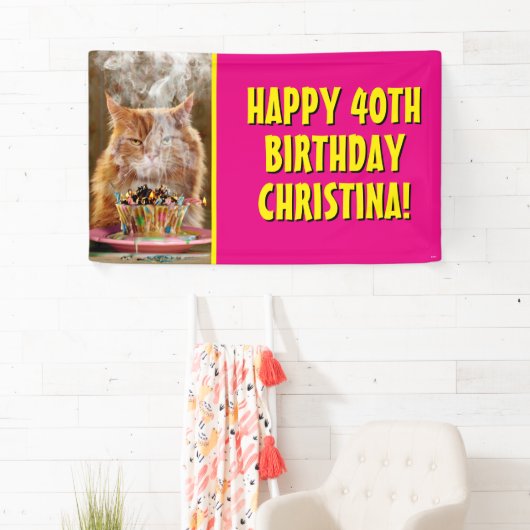 Funny Cranky Cat with Melthday Cupcake Spandoek (Insitu)
