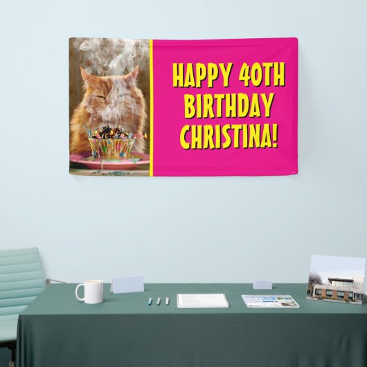 Funny Cranky Cat with Melthday Cupcake Spandoek (Beurs)