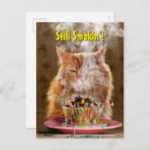Funny Cranky Cat with Melthday Cupcake Uitnodiging Briefkaart (Voorkant / Achterkant)