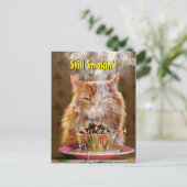 Funny Cranky Cat with Melthday Cupcake Uitnodiging Briefkaart (Staand voorkant)