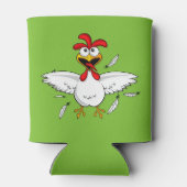 Funny Crazy Cartoon Chicken Wing Fling Blikjeskoeler (Achterkant)