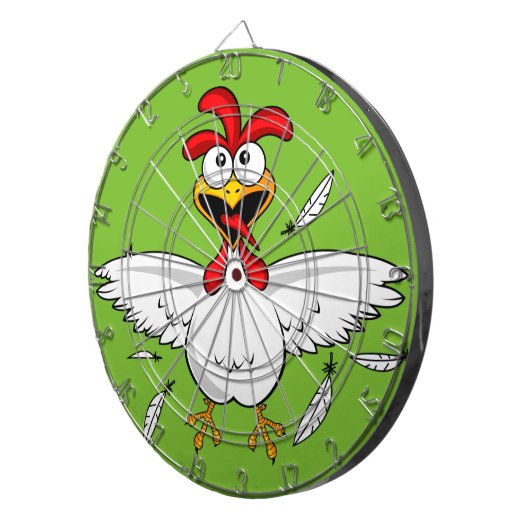 Funny Crazy Cartoon Chicken Wing Fling Dartbord (Voorkant Rechts)