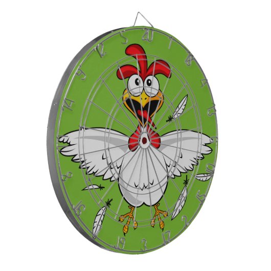 Funny Crazy Cartoon Chicken Wing Fling Dartbord (Voorkant Links)