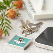 Funny Crazy Cartoon Chicken Wing Fling Sleutelhanger (Zijkant)