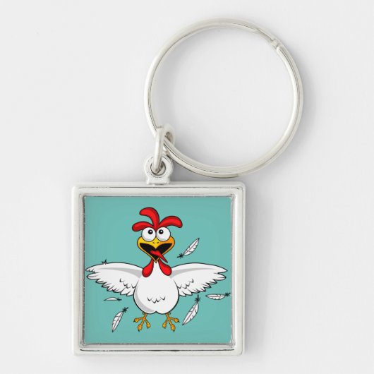 Funny Crazy Cartoon Chicken Wing Fling Sleutelhanger (Voorkant)