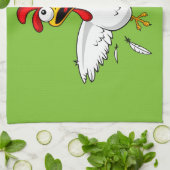 Funny Crazy Cartoon Chicken Wing Fling Theedoek (Gevouwen)