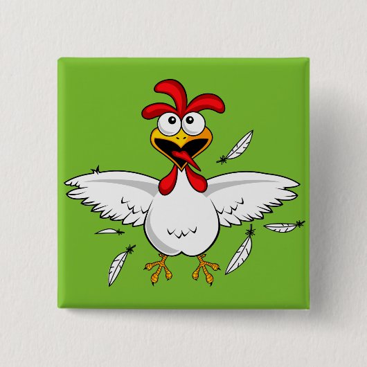 Funny Crazy Cartoon Chicken Wing Fling Vierkante Button 5,1 Cm (Voorkant)
