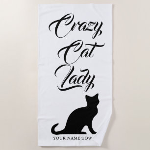 Funny Crazy Cat Lady badhanddoek voor kattenliefhe