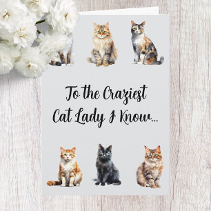 Funny Crazy Cat Lady Carte d'anniversaire