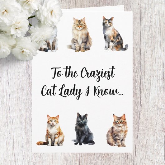 Funny Crazy Cat Lady Carte d'anniversaire
